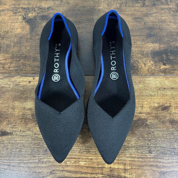 Rothy’s Shoes - ROTHY’S The Point II Black Flats In Love Insole 10.5 Quiet Luxury Casual Chic